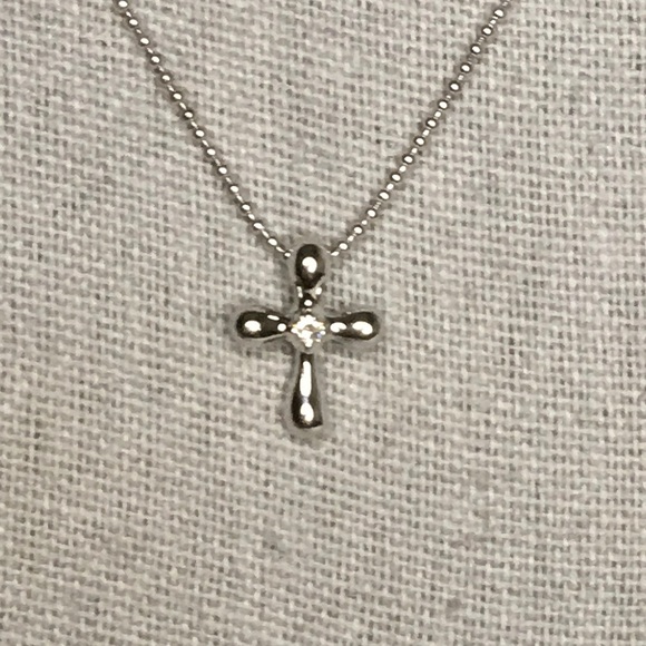 TASAKI Cross Necklace with Diamond in Sterling Silver (16") - Picture 2 of 6